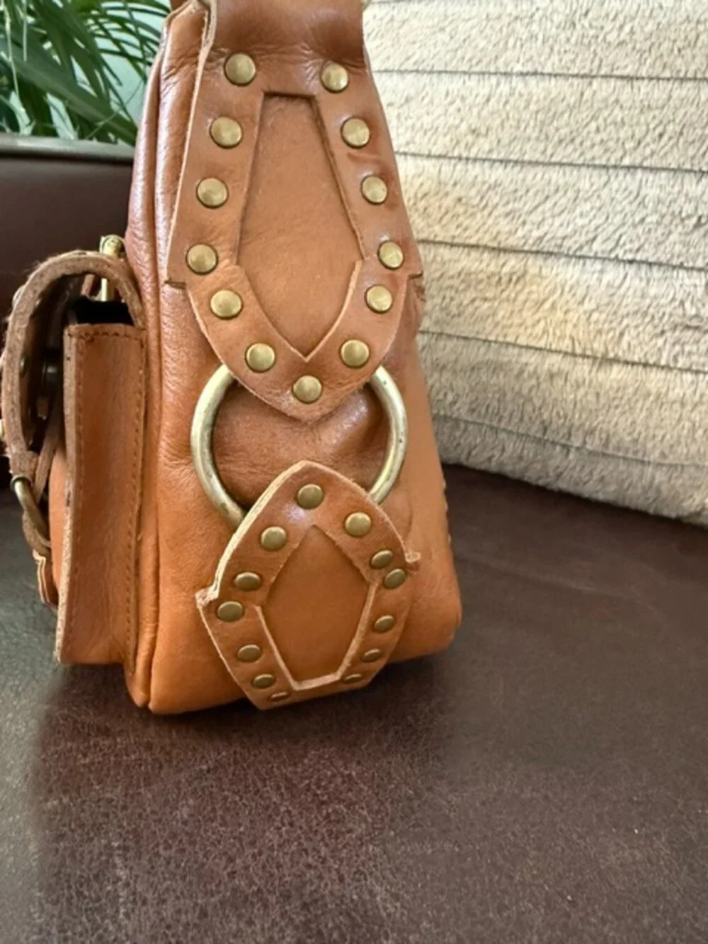 Vintage Betsey Johnson Y2K Genuine Leather Studded Cargo Pocket Shoulder soho